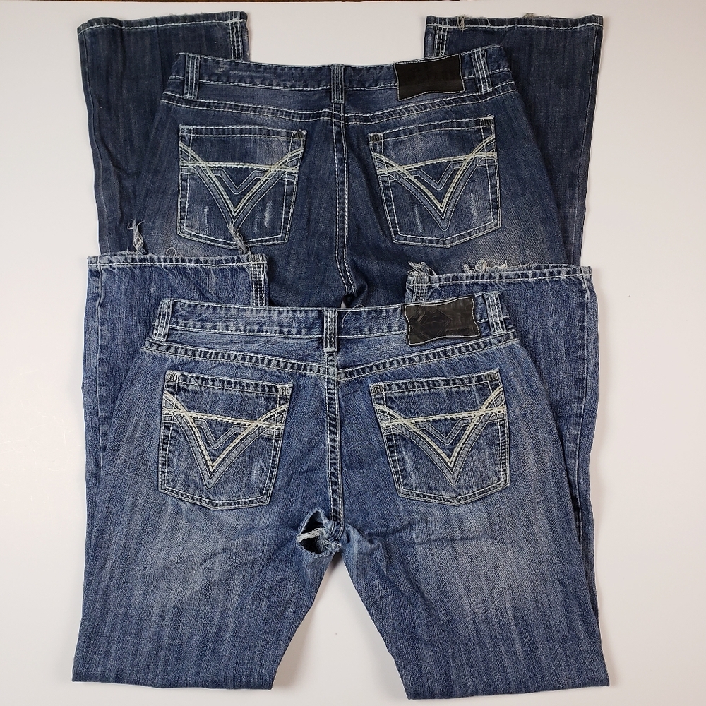 Rock and Roll Cowboy Embroidered Denim Blue Bootcut Jeans